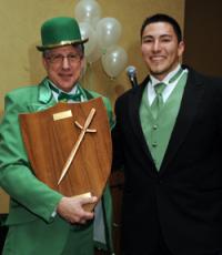 Joseph Gonzalez, right, with Dean Michael C. Hirschi.