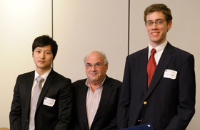 From left, student Ryan Kim, AE Prof. Lawrence A. Bergman, and student Drew Ahern.
