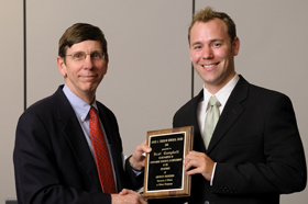 From left, AE Prof. and College of Engineering Executive Associate Dean for Academic Affairs Michael B. Bragg and student Scott Campbell.