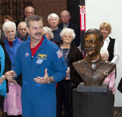 Scott Altman talks about what his hometown community of Pekin, Illinois, has done for him, during the Scott Altman's Bust unveiling on Sunday, March 13, 2011, at the Tazewell County Museum and Educational Center on Court Street. JONI ANDREWS/PEKIN DAILY TIMES STAFF