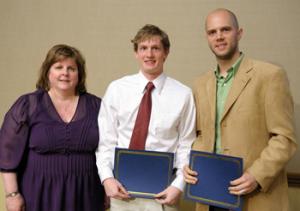 AE Coordinator of External Relations Diane Jeffers with, from left, Daniel J. Morgan and Bradley G. DeBlauw