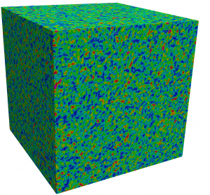 Computer simulation visualization showing the complex structure of flow turbulence