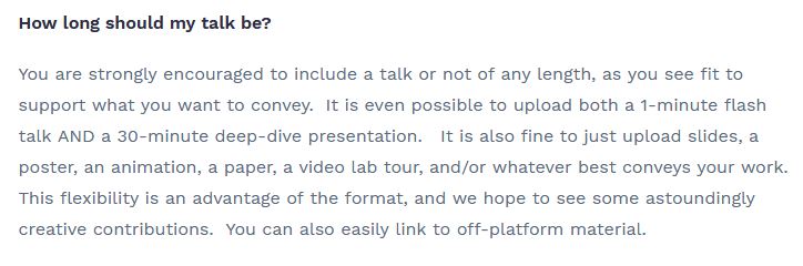 Text to authors on conference website
