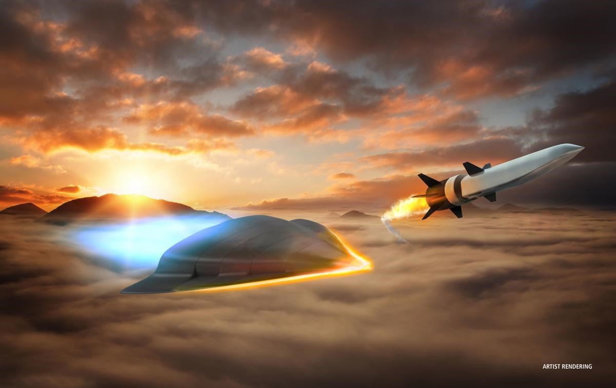 An artist&rsquo;s rendering illustrates boost glide and scramjet vehicles for hypersonic flight. Credit: Raytheon