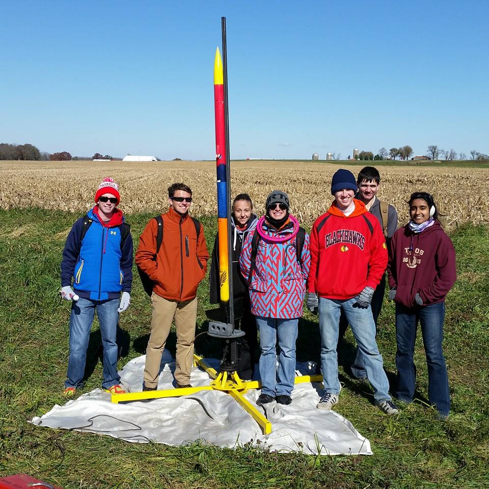 Meghana Veeramachaneni, far right, with a rocket team during her undergrad years at UIUC.