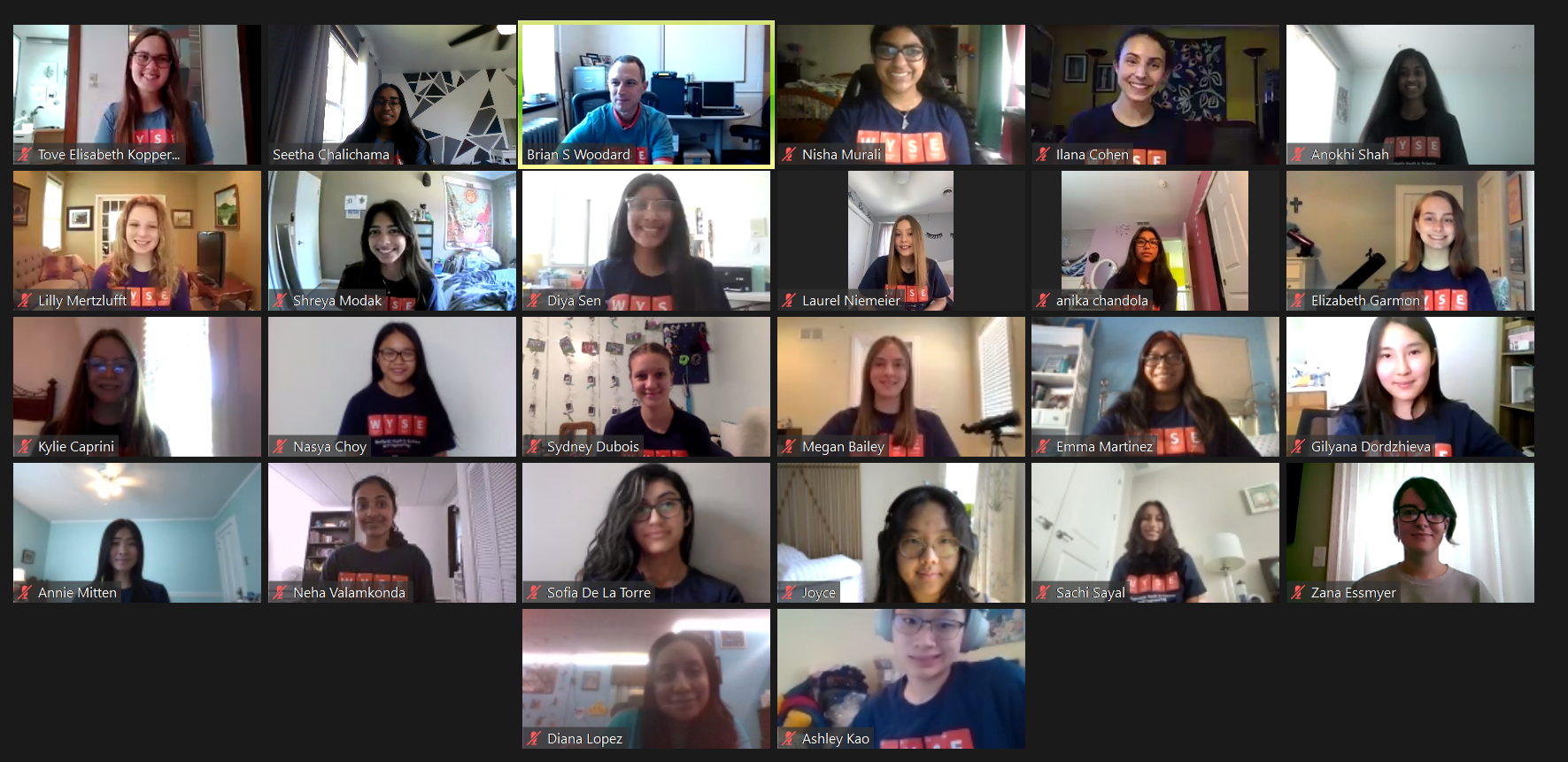 Zoom screen shot of campers and leaders