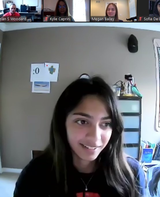 Shreya Modak answering questions after her team's presentation during one of the camp sessions.