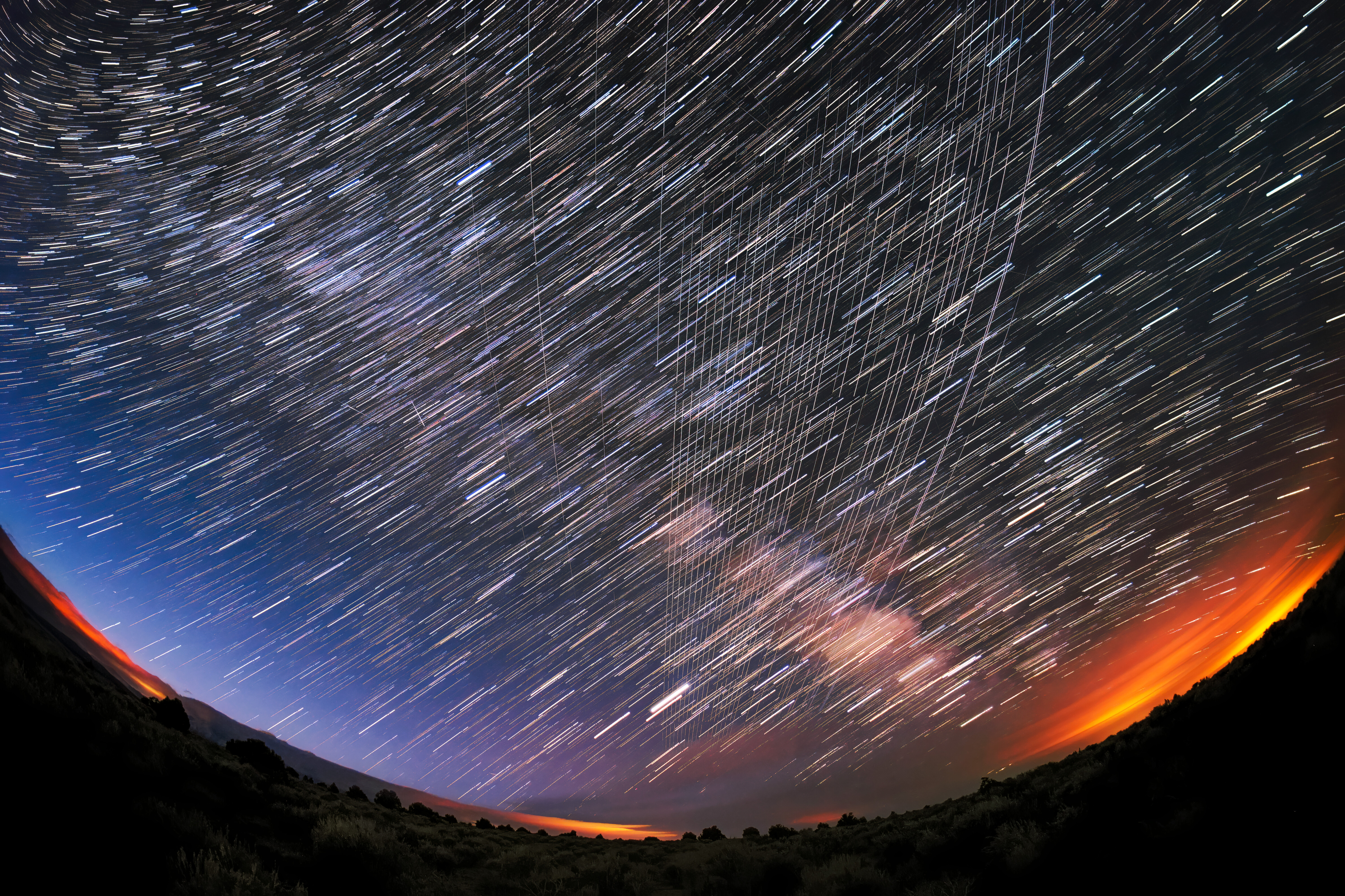 Starlink Satellites pass overhead near Carson National Forest, New Mexico, photographed soon after launch.Credit: M. Lewinsky