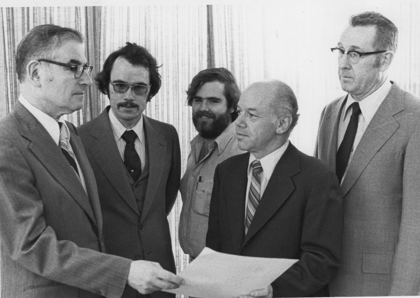 Dean Dan Drucker, Steve Hoffman, Eric Barnes, Harry Hilton, and AIAA faculty adviser Prof. Ken Sivier