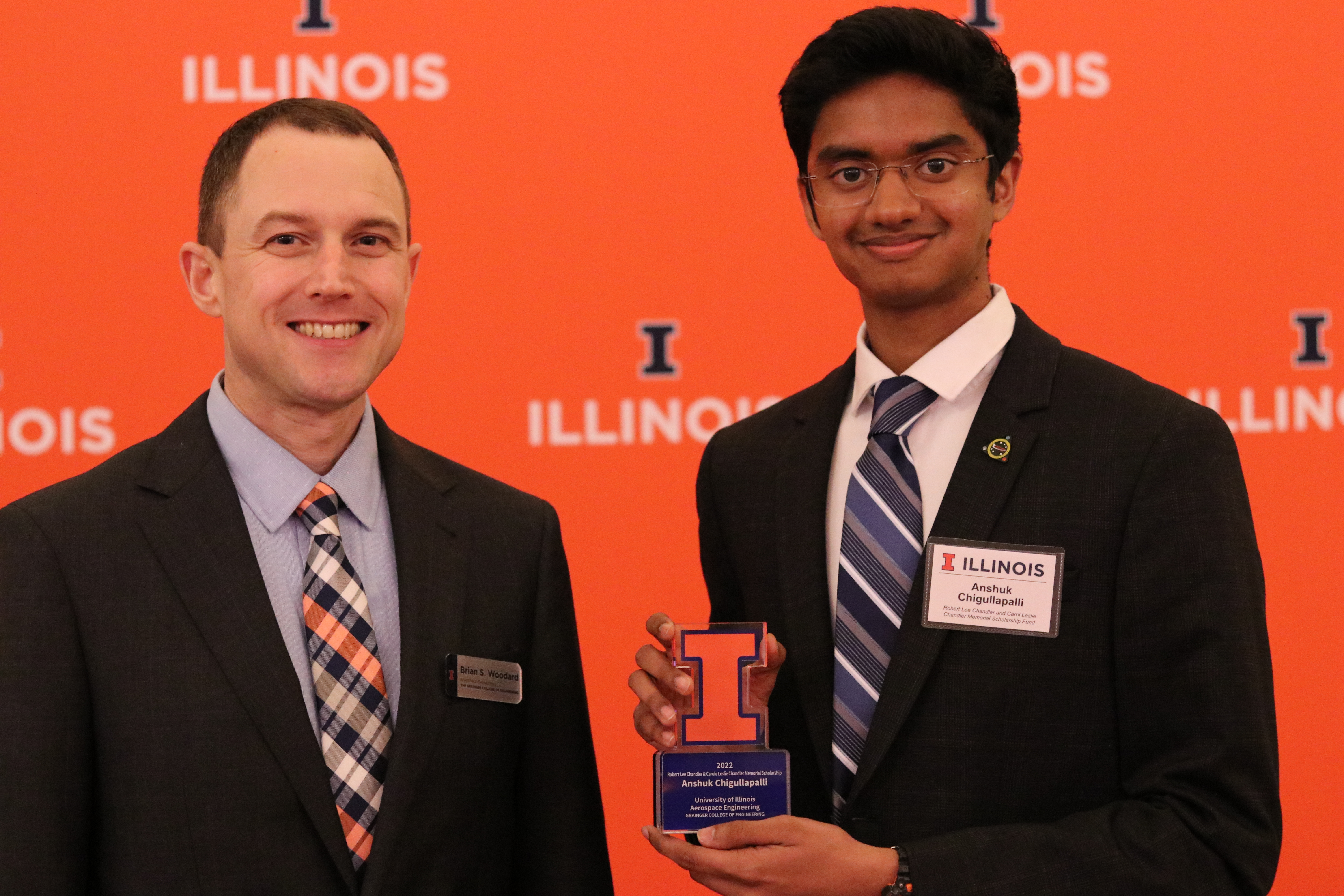 Professor Brian Woodward with Anshuk Chigullapalli