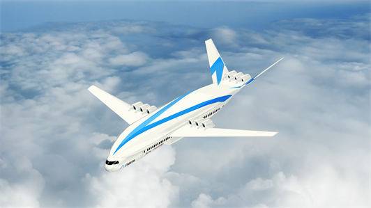Artist&rsquo;s rendering of an advanced commercial transport aircraft concept utilizing CHEETA systems.