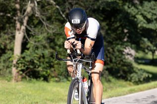 Bouvier cycling during the triathlon