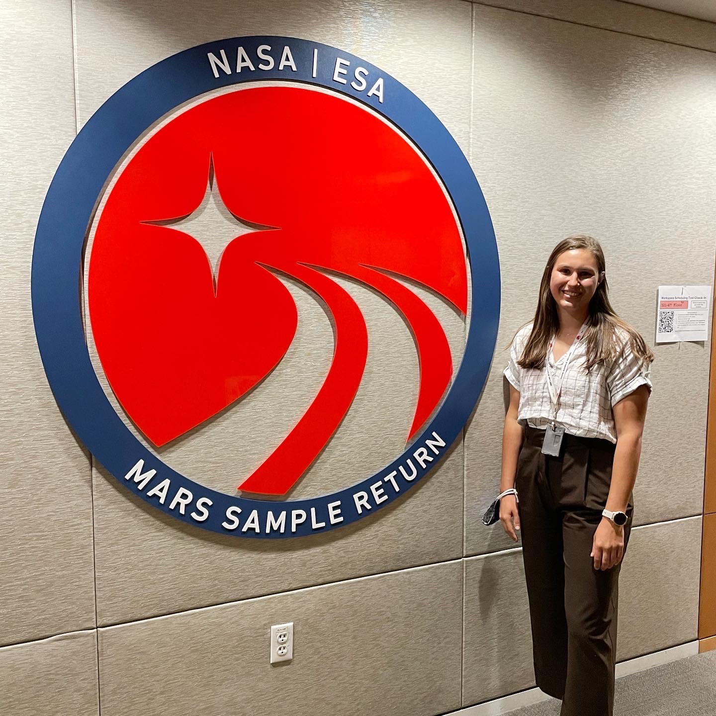 Calkins with the Mars Sample Return Logo