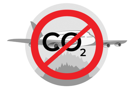 illustration of an airplane and No CO2