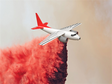 Firehawk illustration of its ability to dispense fire retardant.g a carrying capacity of 4,000 gallons of fire retardant,