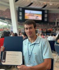 Jean-Baptiste Bouvier after receiving the John V. Breakwell Award during the 2022 AAS/AIAA Astrodynamics Specialist Conference held in Charlotte, North Carolina.&nbsp;