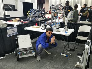Rajeev with Illinois Robotics in Space robots for the NASA Lunabotics competition at the Kennedy Space Center