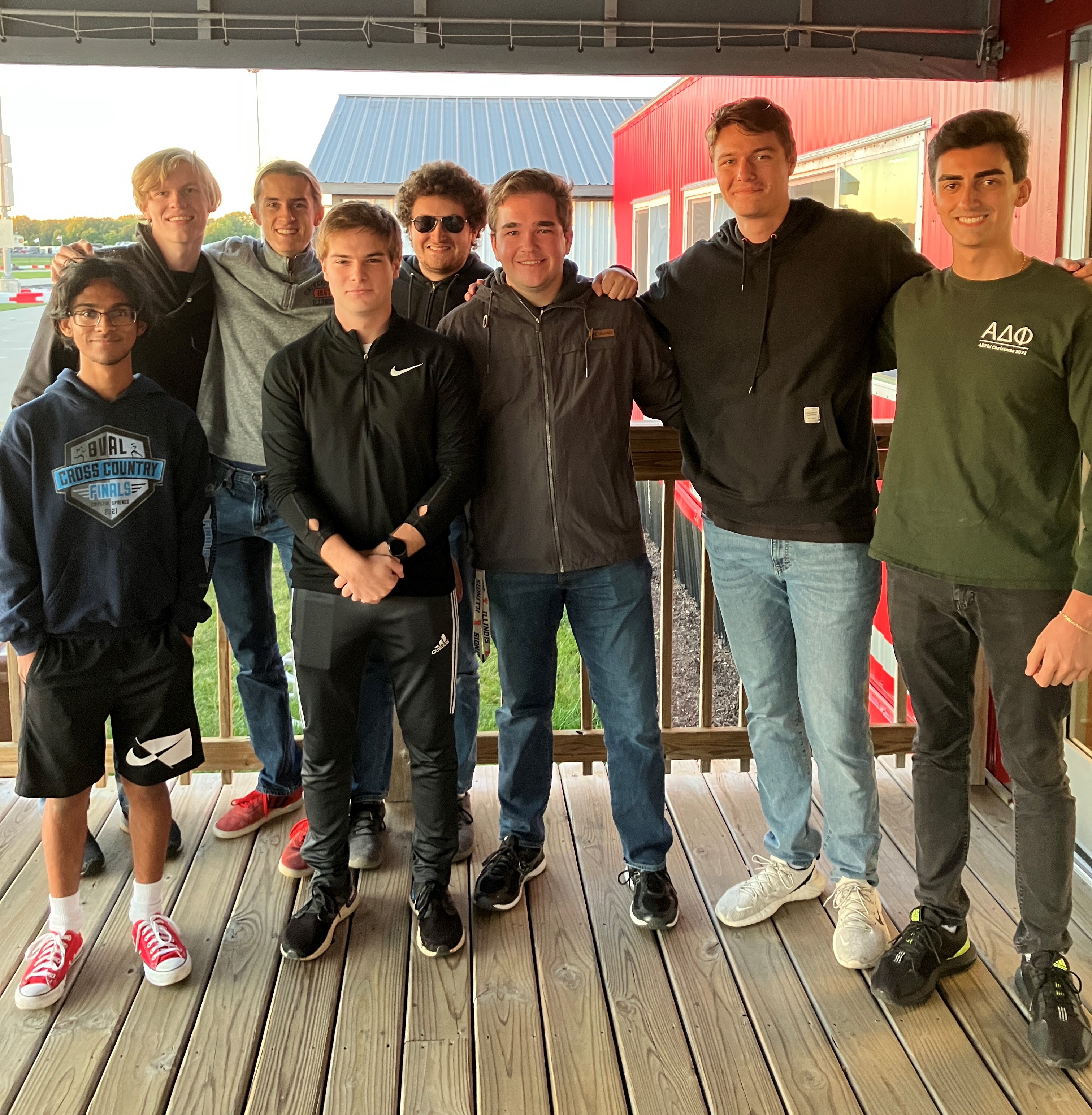 Members of AIAA's Liquid Rocket Initiative. Left to right: Dhruva Chowlur, Charles Cundiff, Ian Brown, Colin Reedy, Connor Kramer, Eric Monson, Bartosz Wielgos, and Pedro Leite