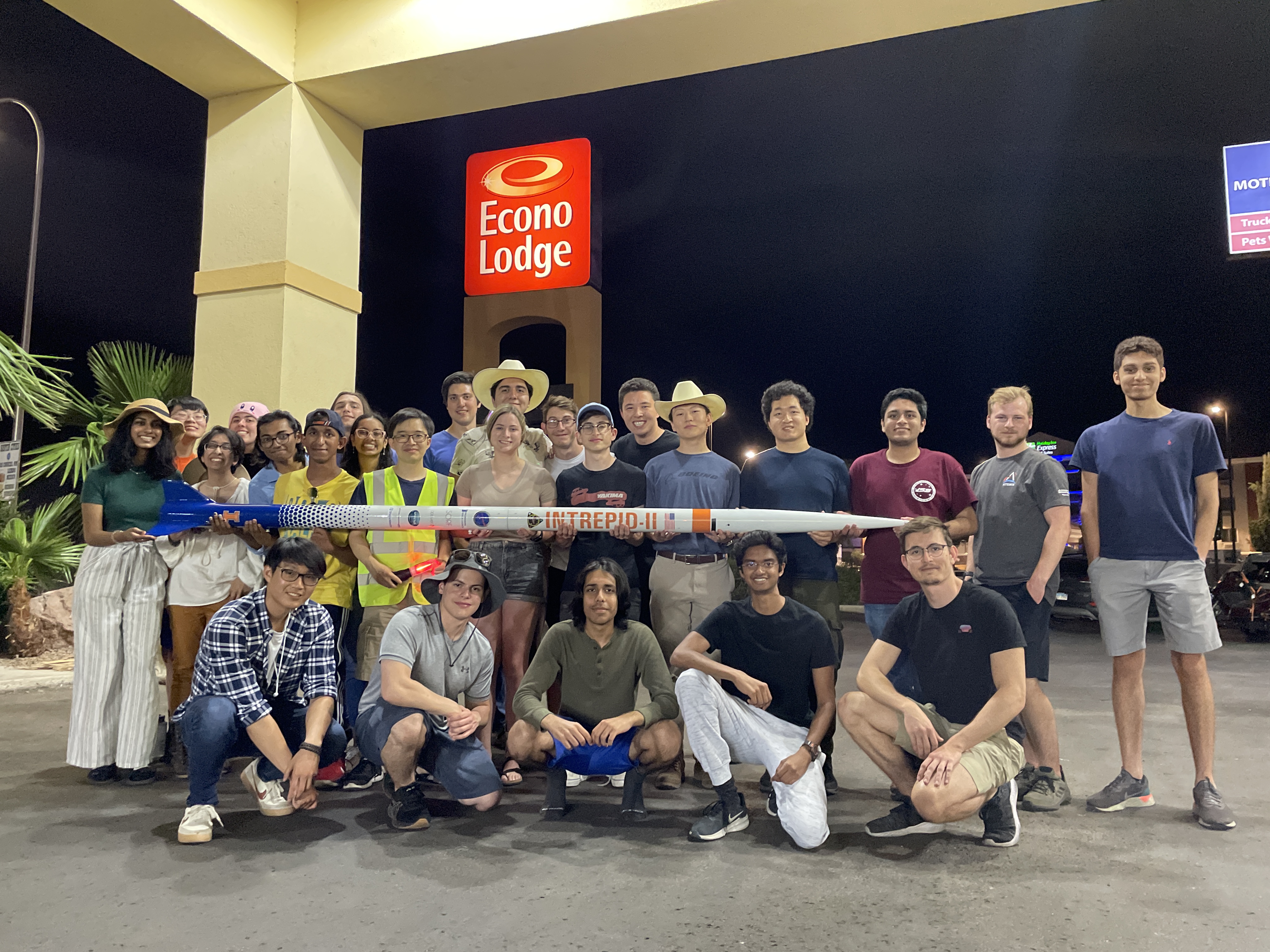 Intrepid II team members at the Econo Lodge in New Mexico