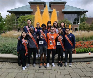 members of the homecoming court just after running the 5K