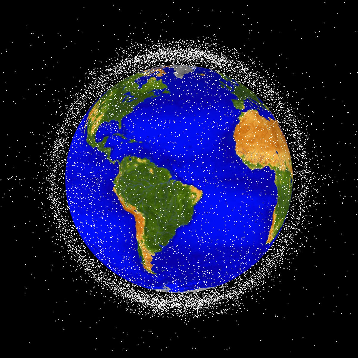 Low Earth orbit image showing orbital debris. Credit: NASA ODPO