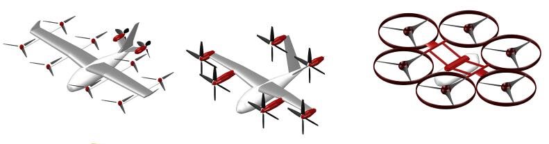 The study compared the noise footprints from three popular electric vertical take-off and landing vehicles: stopped-rotor aircraft, tilt-rotor aircraft, and a hexacopter.