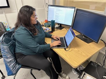 Nitya Jagadam working in the Laboratory for Advanced Space Systems at Illinois.