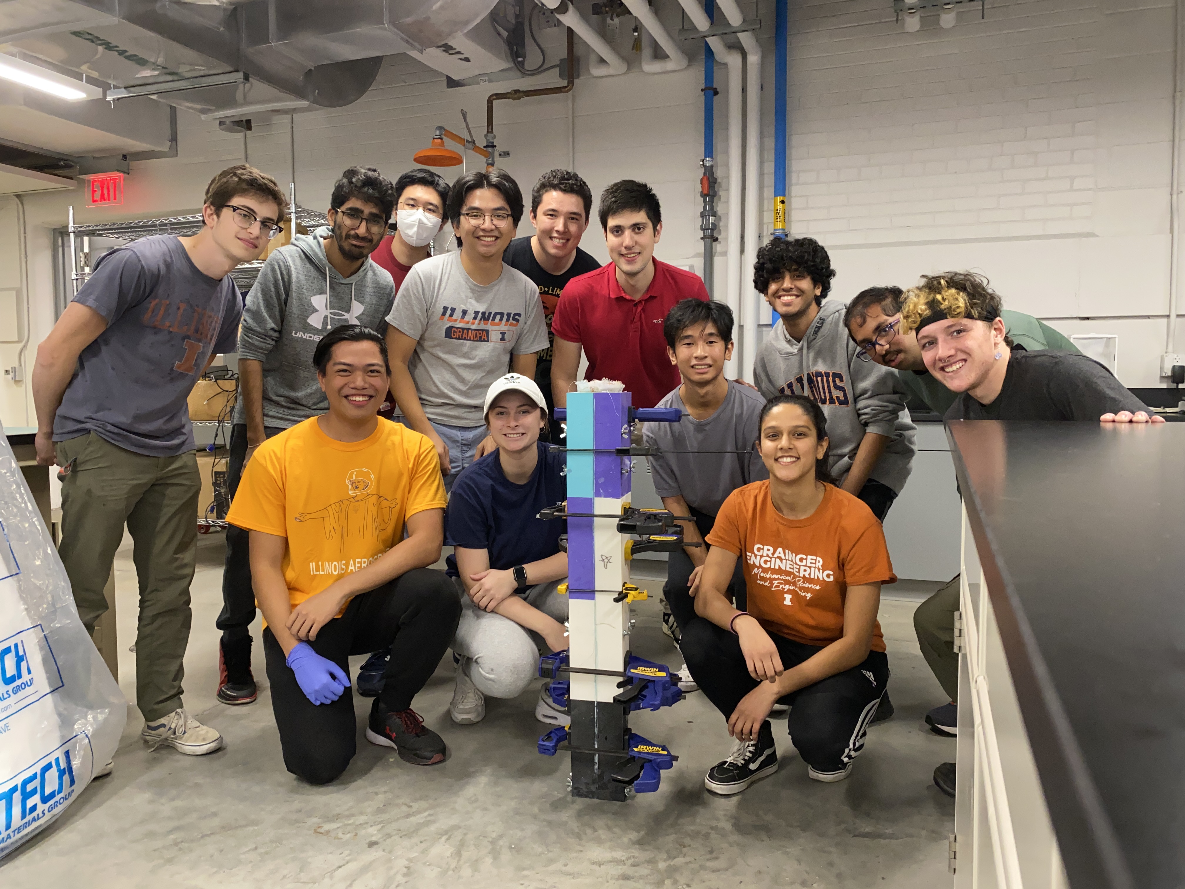 Le center with the ISS fabrication team after the first nosecone layup of the year.