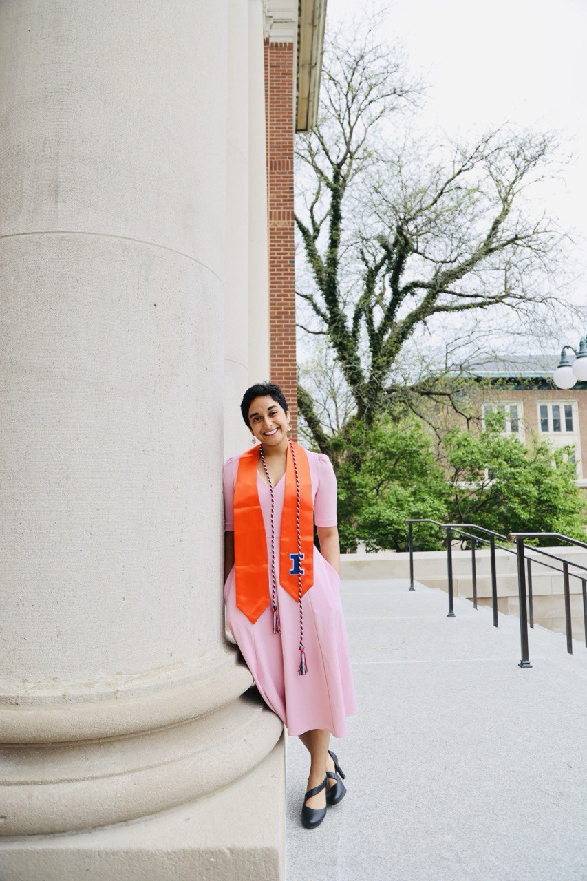 Komol Patel in May 2023, just prior to graduating with her BS in aerospace engineering.