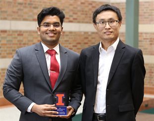 Nikhil Ashok with his adviser Xin Ning when Ashok received the Harry H. and Lois G. Hilton Fellowship this past spring.