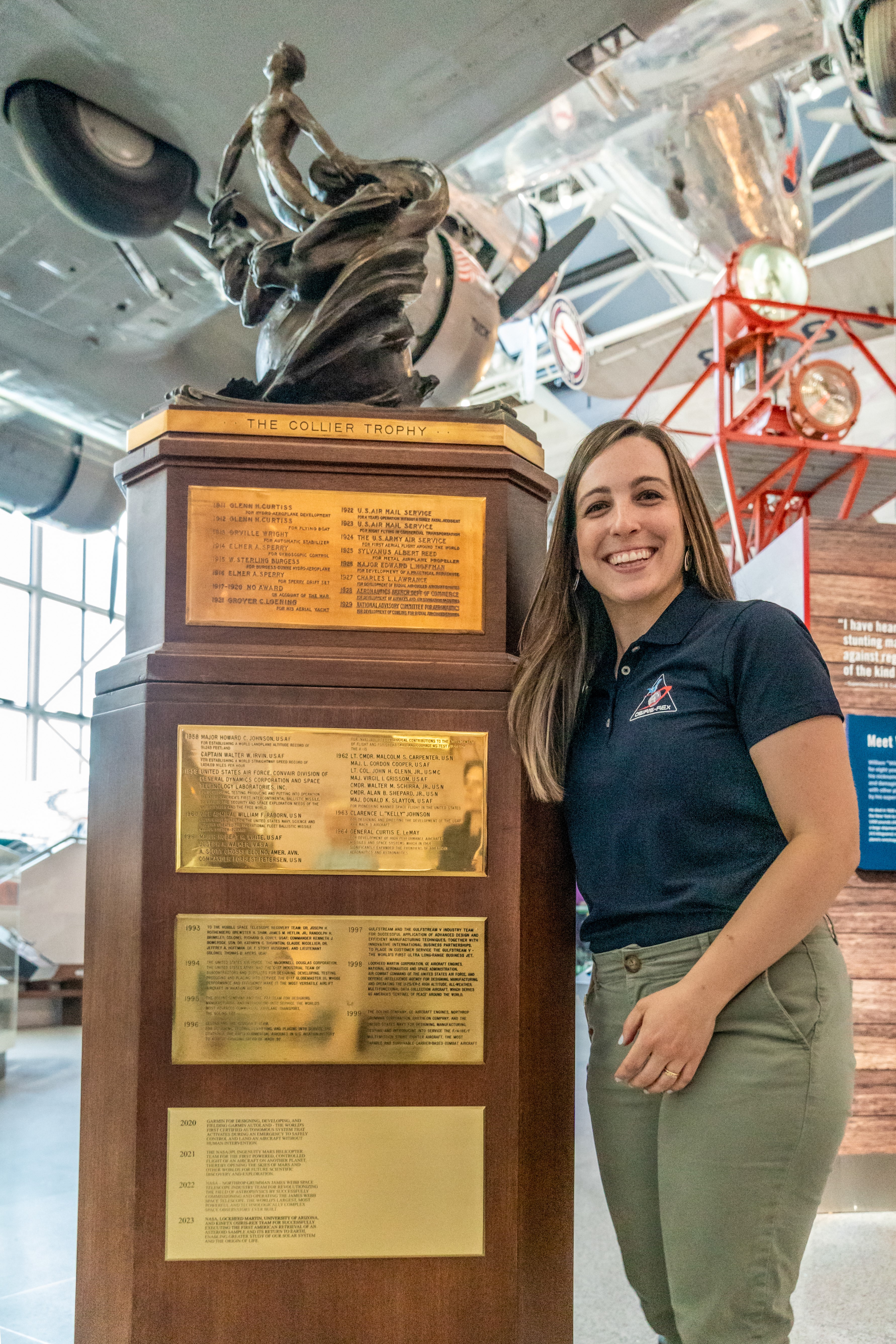 Coralie Adam, BS '11 with the Collier Trophy